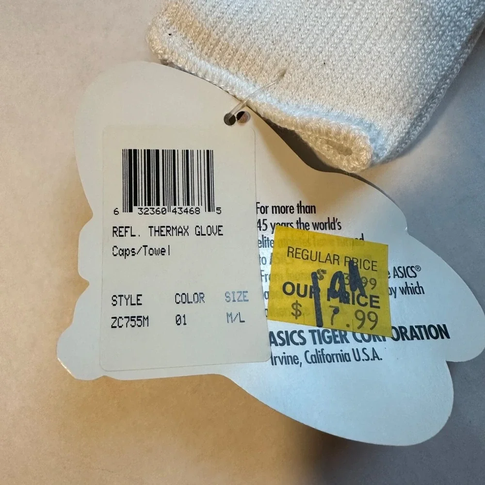 Asics Thermax Gloves Glove Liners Unisex M/L White Reflective Logo ZC755M-01 NWT
